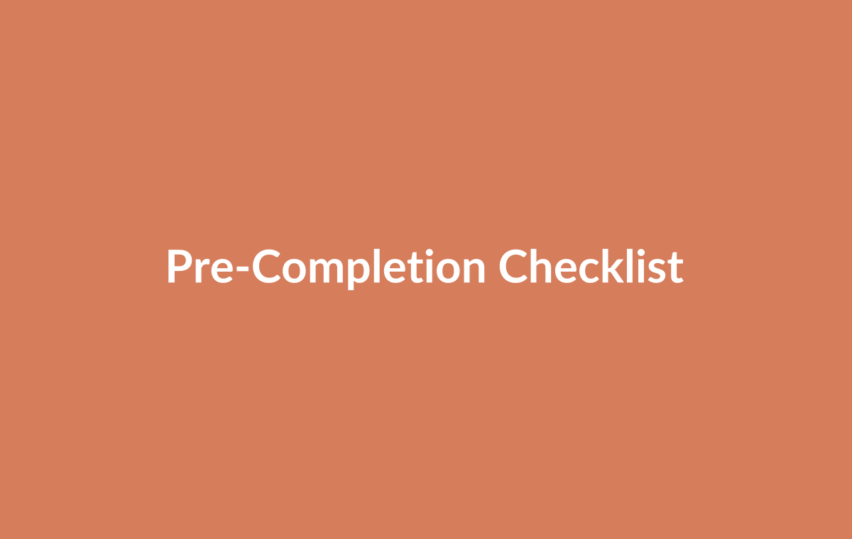 Pre-completion checklist for property buying