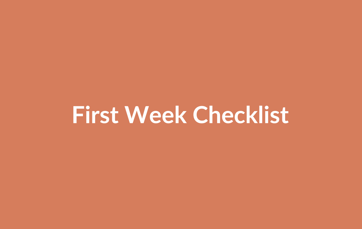 First week after moving checklist showing daily priorities